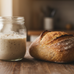 Firefly Gemini Flash I Need An Image Of A Sourdough Starter On A Wooden Counter By Fresh Baked Sourdough B 923137 150x150